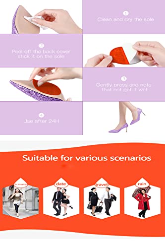 Non Slip Shoes Pads Self-Adhesive Shoe Grips Rubber Anti-Slip Shoe Grips Sole Stick Protector (Red-5Pairs) - color: Red-5pairs