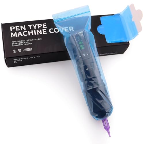 300pcs Tattoo Machine Covers Sealable Type - Clear 2.4×8 Inch Tattoo Pen Covers Machine Bags Sleeves for Cartridge Tattoo Machine - Professional Tattoo Supplies & Accessories (Blue (2.4×8 inch)) - color: Blue (2.4×8 inch)