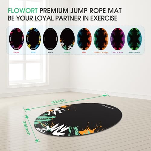 Cheete Jump Rope Mat Large Rubber Exercise Mat Indoor Outdoor Shock Absorbing Mat Non-Slip Oval Design for Floor & Rope Protection, Workout Mats for Home Gym Flooring - color: Green