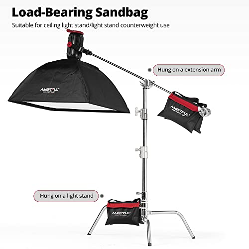 AMBITFUL Set of Heavy Duty Sand Bag Photography Studio Video Stage Film Sandbag Saddlebag for Light Stands Boom Arms Tripods(2 Packs) - color: AMBITFUL 2pcs SandBag