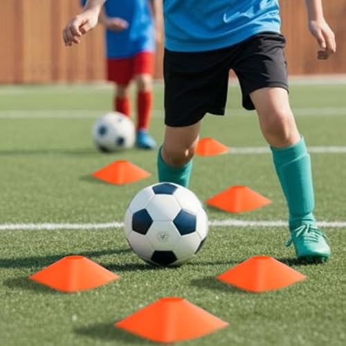 50 Pack 2 Inch Square Mini Cones for Sport Heavy Duty Agility Training Small Soccer Cone Field Marker Practice Equipment for Football Basketball Coaching Team Activities Speed - color: Orange