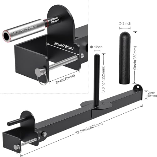 Kipika Power Rack Attachment for 5/8" & 1" Holes - Heavy Duty Home Gym Equipment for 2x2 or 3x3 Squat Rack, Adjustable and Easy to Install - color: For 3x3 Rack with 5/8 or 1 Hole + 1&2 Plates