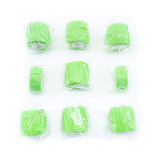 FRESINIDER 9 Rolls Self Adhesive Wrap Athletic Tape Gauze, Breathable Elastic Cohesive Bandage for Sports Injury & Pet (7 Pcs 2" x 5 Yards + 2 Pcs 1" X 5 Yards) (Fluorescent Green) - color: Fluorescent Green