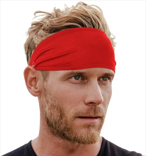 Tough Headwear Mens Headband | Sweat Headbands for Men Women Working Out Running Sports – Athletic Sweat Band Exercise - color: (1 pack) Red