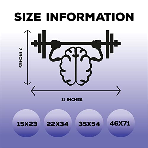 Funny Gym Fitness Wall Decals with Animated Brain Lifting Barbell - Fitness and Bodybuilding Decal for Home and Business - Gym and Fitness Stickers for Walls - color: Dec 24