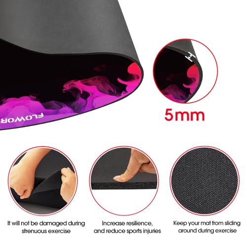 Cheete Jump Rope Mat Large Rubber Exercise Mat Indoor Outdoor Shock Absorbing Mat Non-Slip Oval Design for Floor & Rope Protection, Workout Mats for Home Gym Flooring - color: Red＆Purple