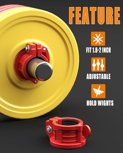 Barbell Clamps 1 Inch or 2inch - 2 PCS Adjustable Barbell Clips Quick Release Locking Weight Clips Olympic Barbell Collars - color: Red 1.8-2inch