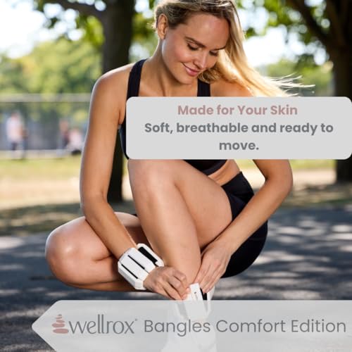 Wellrox Weighted Bangles – Adjustable Ankle and Wrist Weights for Women & Men – Set of Ankle Weights 2 lbs (1 lb Each Wrist Weight) | Weighted Arm Bands for Pilates, Yoga, Running & Walking - color: Pearl White