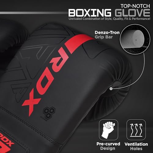 RDX Boxing Pads and Bag Gloves Set, Maya Hide Leather Kara Hook and Jab Training Pads, Curved Focus Mitts for MMA, Muay Thai, Kickboxing Coaching, Martial Arts, Punching Hand Target Strike Shield - color: RED