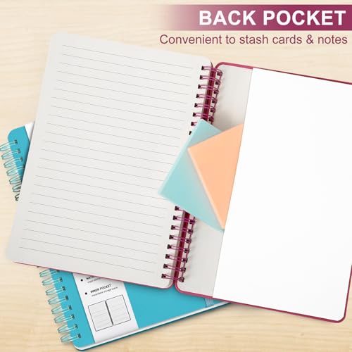 Lined Spiral Journal Notebook with 160 Pages, 8×5.7in, A5 Spiral Notebook, Journaling Notebooks for Work, School, Women, Men, College Ruled Spiral Notebook, Hardcover Leather Journals, Deeppink - color: Raspberry White, size: A5