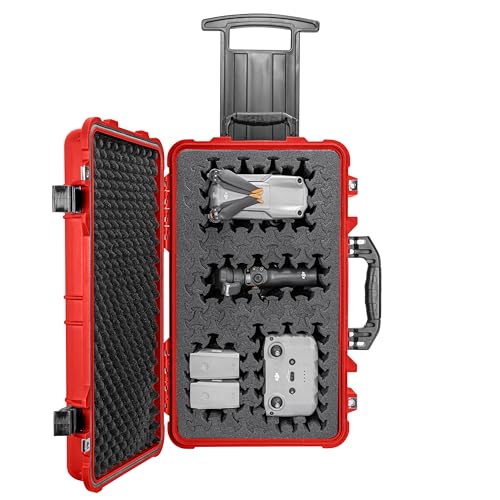 Eylar 22" Carry-On Roller Hard Case With Ragar Reconfigurable & Reusable XP Crosslink Foam, Waterproof, Shockproof For Equipment, Drones And Cameras, TSA Standard (2 Ragar Layers) (Red) - color: Red