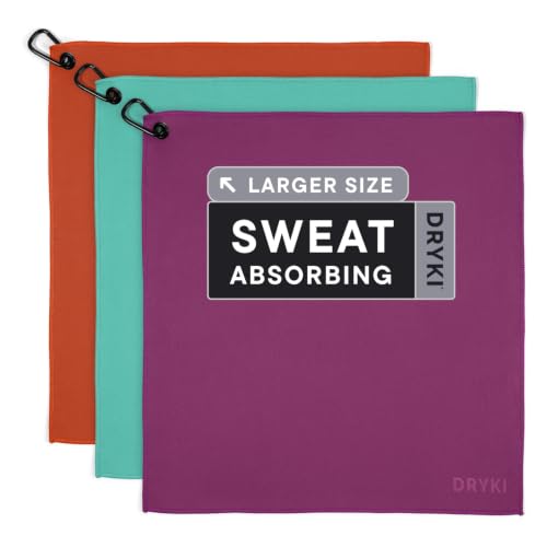 DRYKI Pocket-Sized Sweat Towels - The Original Sweat Absorbing Handkerchiefs - Quick-Dry Microfiber Sweat Rags for Face, Hands, & Body - Men & Women - Gym and Work (Ridge: Large Size, 3 Pack) - color: Ridge