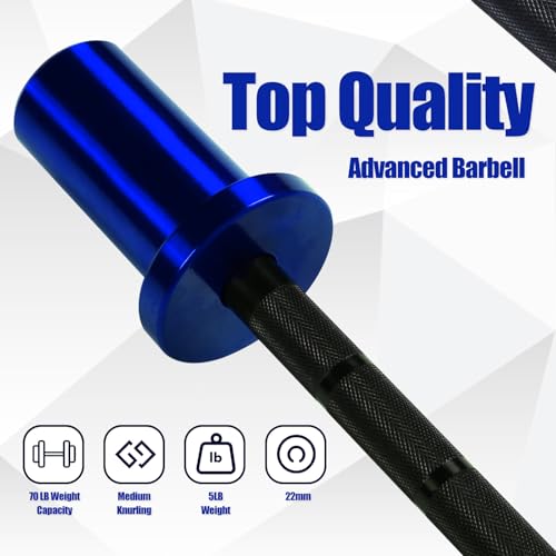 Kids Barbell 5LB Mini Barbell Bar 4ft for Beginner Women & Kids Weighted Bar, Compatible with 2-Inch Weight Plates, for Strength Training Gym Weight Lifting - color: Black&Blue
