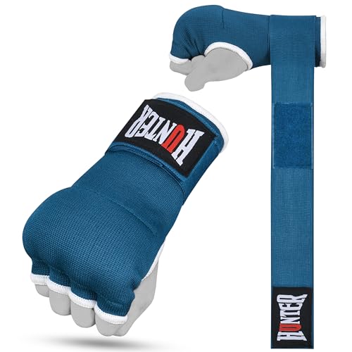 HUNTER Gel Boxing Hand Wraps for Men & Women, Quick Inner Gloves with Wrist Support for MMA, Muay Thai, Kickboxing & Martial Arts Training, Knuckle Protection (Pair) - color: Sea Green, size: Large-X-Large