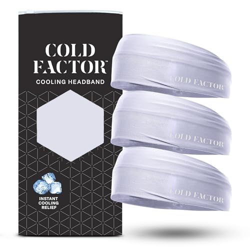 COLD FACTOR Cooling Headband for Women and Men – UPF 50+ Advanced Evaporative Comfort, Instant Cooling Sweatband for Outdoor Sports, Fitness, Yoga, Hiking, Running, and Workout - color: White