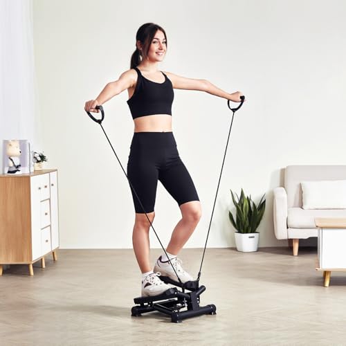 VEVOR Stair Stepper, Mini Stepper for Exercise at Home, Hydraulic Fitness Stepper with Resistance Bands, Full Body Workout Cardio Equipment, Stair Climber - style: Twisting Stepper