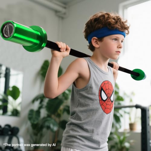 Kids Barbell 5LB Mini Barbell Bar 4ft for Beginner Women & Kids Weighted Bar, Compatible with 2-Inch Weight Plates, for Strength Training Gym Weight Lifting - color: Black&Green