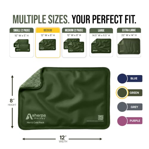 Medium Flexible Gel Ice Packs for Injuries Reusable - Soft Hot and Cold Packs for Injuries for Ankle, Arm, Foot, Leg, Back Pain Relief - 8" x 12" - Green - size: Medium, style: Green