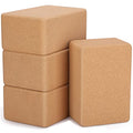 Leitee 4 Pcs Cork Yoga Blocks, 9 x 6 x 4 in Non Slip Bricks | Natural Cork Surface, Textured Grip, High Density Support, Stable for Poses, Stretching Balance Pilates Use