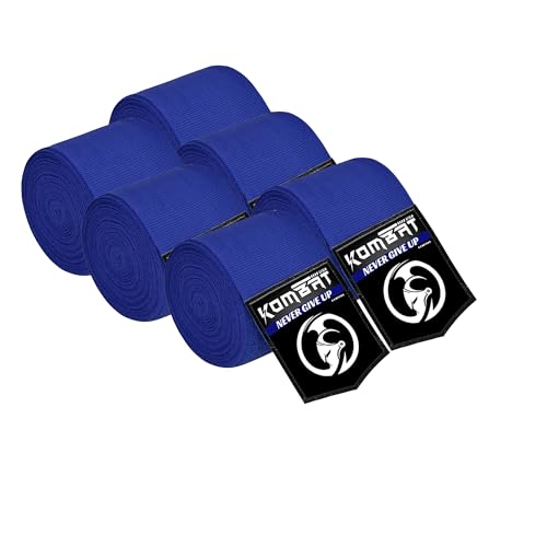 KOMBAT USA 180" Boxing Wraps for Men & Women – Hand Wraps for Boxing Gloves, Muay Thai Wraps, Vendas para Boxeo, Thumb Loop, MMA & Kickboxing Hand Wraps Boxing Training Gear - color: Pack of 3 Blue
