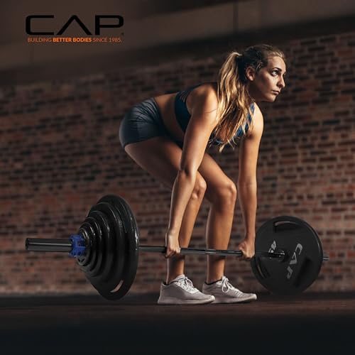 CAP Olympic Barbell - 5FT, 6FT, & 7FT Strength Training Weight Bars, Multiple Options - size: 6 ft (72") - Black, style: Classic