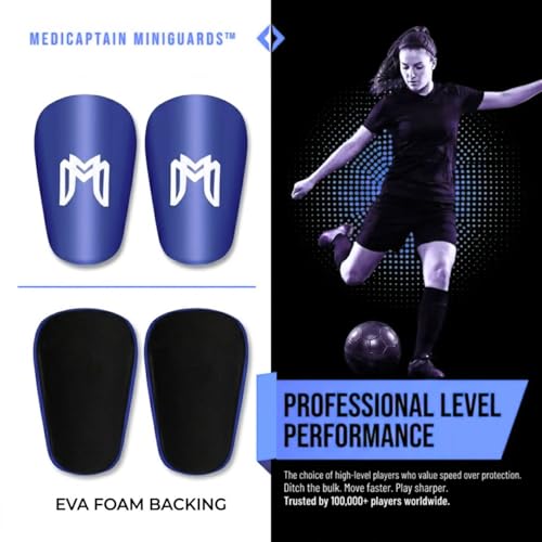 MediCaptain MiniGuards - Mini Shin Guards for Soccer Players - Tiny Shin Pads for Men, Women, Teens - Miniature Shin Guards 3.9 x 2.4 inch - Perfect for High Level Soccer Athletes - color: Blue