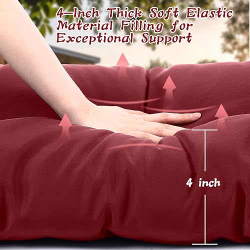 Tudomro Red Waterproof Outdoor Bench Cushion 42x16x4 Inch Patio Furniture Cushion Mat for Outdoor/Indoor Extra Thick Lounge Bench Mat for Beach Lawn Garden - color: Red