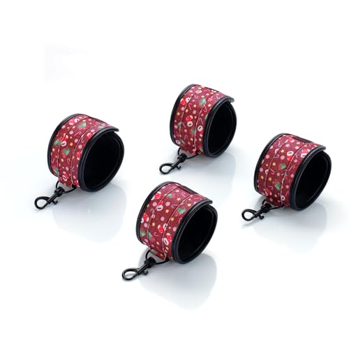 3 in 1 Heavy Duty Stainless Steel Expandable Spreader Bar with 4pcs PU Blue Adjustable Straps,Workout Bar for Home Gym Training Bar,Portable Detachable Pilates Kit - style: Black+Christmas Red Kit
