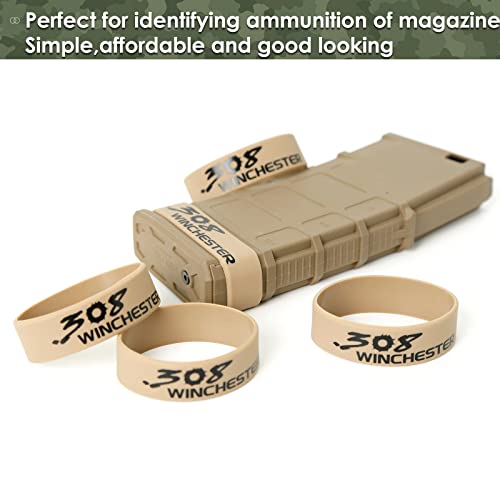Aolamegs 5/10 Pack Magazine Bands - 5.56 Nato, 300 Blackout, 300 Subsonic, .223 Remington, .308 Winchester, 7.62x39 Magazine Marking Band, Durable Silicone Ammo Caliber Bands for Magazine Identification (2 Colors) - color: 308win-khakiblack(10pcs)