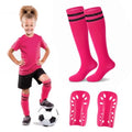 Soccer Shin Guards and Socks for Toddler Kids, Lightweight Soccer Shin Pads & Sleeves Equipment, Protective Defender Gear for 3-6 Years Old Children Boys Girls Sports Game - color: Pink
