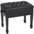 Adjustable Height Piano Bench with Storage, Heavy Duty Wooden Piano Stool Keyboard Bench with PU Leather Cushion, Black - color: Black Matte