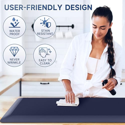 StepRite 4/5 Inch Thick Kitchen Mat Anti Fatigue Mat Kitchen Rugs Kitchen Decor Non-Slip, Stain & Water Resistant, Kitchen Mats Desk Mat for Kitchen, Office, Workshop, Blue, 17'' x 47'' - color: Blue, size: 48"L x 17"W x 0.8"Th