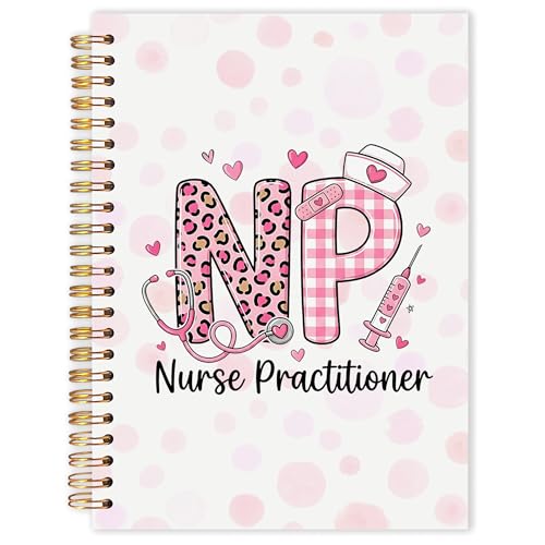 Nurse Practitioner Gifts for Women Spiral Notebook 5.5x8.3 in, NP Gifts for Women, Pink Leopard Print Nursing Hardcover Notebook Journal for Work - color: Pink Leopard Print Nursing