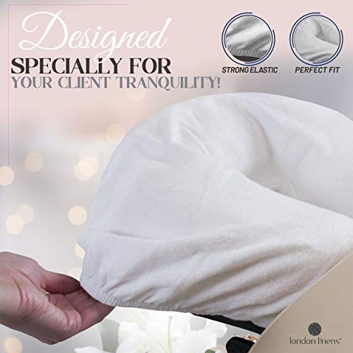 London Linens Pack of 4, Premium Extra Thick 100% Cotton Flannel Massage Tables Face Cradle Covers Cozies Fitted - Includes 4 pcs (White) - color: White, size: 4