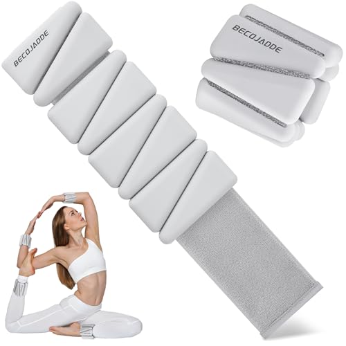 BECOJADDE Ankle Weights for Women Wrist Weights Set of 2 (1 lb/2 lb Each) Adjustable Arm Leg Weight for Womens Men Suitable for Walking Swimming Running Pilates Yoga Gym - color: Grayish White, size: 4lb Pair (2lb Each)