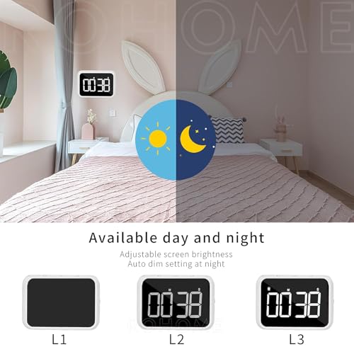 Digital Large Display Visual Timer Stopwatch for Kitchen Teacher School Classroom Cooking, Night Light Magnetic Bathroom Makeup Mirror LED Stop Clock Timer, 99 Minutes Countdown, Loud/Silent (White) - color: White