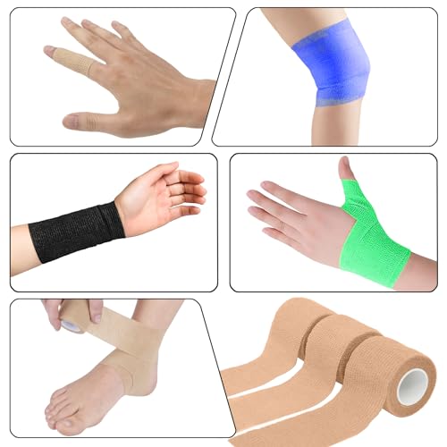 6 Pack 2 Inches Self Adhesive Bandage Wrap | Breathable Cohesive Bandage Elastic Tape for Pets, Athletic, Sports, Wrist, Knee, Ankle(5 Yards Per Roll, Skin Color) - color: Skin Color, size: 2 Inch
