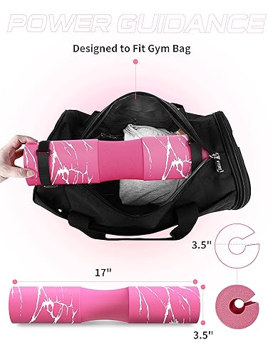 POWER GUIDANCE Barbell Squat Pad - Neck & Shoulder Protective Pad - Great for Squats, Lunges, Hip Thrusts, Weight Lifting & More - Fit Standard and Olympic Bars Perfectly - color: Pink Marble