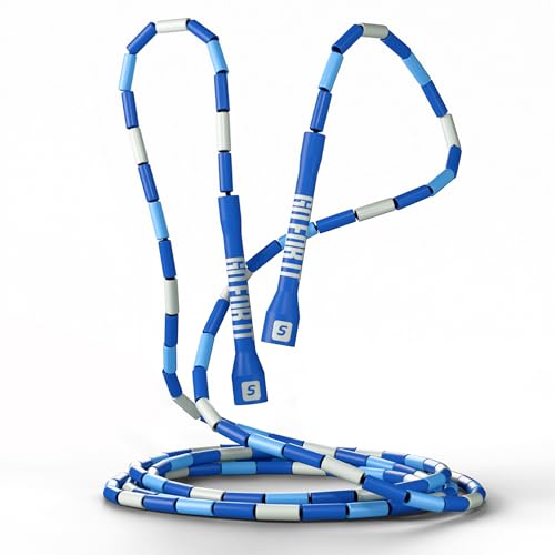 Sportbit Custom-Fit Beaded Jump Rope – Adjustable Length for Kids & Adults, Men & Women – Durable Fitness Rope for Gym & Home - color: Blue/White/Navy blue