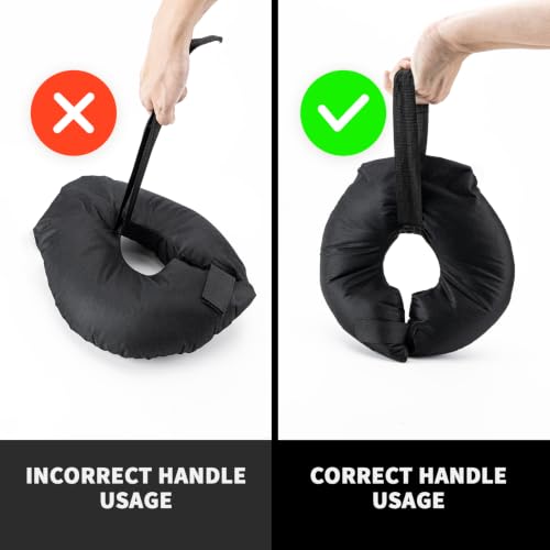 4 Pack Sand Bags for Weight, Tripod Weight, Canopy Weights with Straps | Weighted Bags to Hold Things Down, Sandbags for Backdrop Stand, Umbrella Base, Tent, Sports Net, 52 LB (Sand Not Included) - size: 52 LB