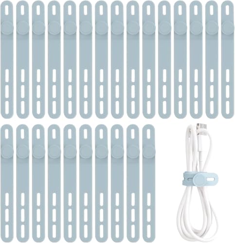 Oligei 25 Pcs Silicone Cable Ties, Cable Ties Reusable, High Elasticity Cord Wraps for Electrical Cords, Cord Organizer for Earphone, Phone Charger(Blue) - color: 25p∣blue