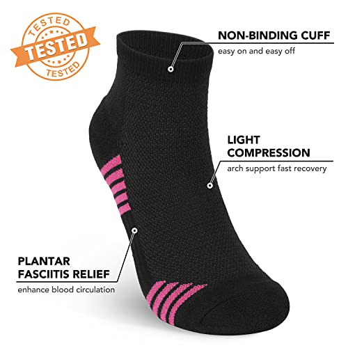 5 Pairs Copper Compression Socks for Women & Men - Ankle Plantar Fasciitis Arch Support Running Socks for Athletic - color: 04 Black/Multicolour 01, size: Large-X-Large