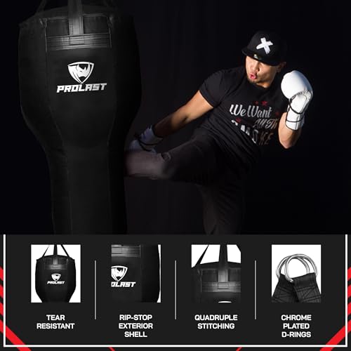 Angle Heavy Punching Bag for Adults, Hook and Uppercut, Boxing, MMA, Martial Arts, Muay Thai, 65 lbs, Rhino Logo - color: Black / Black, style: Unfilled