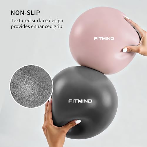 FITMIND_Pilates Ball 10 Inch Anti-Burst Slip Resistant Mini Yoga Ball for Fitness, Core Training, Physical Therapy, Balance, Stability, Stretching 200kg 440lbs Capacity - color: Black