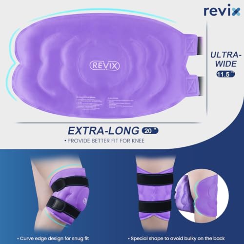 REVIX 20" XXXL Ice Pack for Knee Discomfort and Fatigue, Reusable Extra Large Cold Packs for Relaxation, Knee Replacement Surgery, ACL, Meniscus Tear with Cold Therapy, Purple - style: Purple-1 Pack