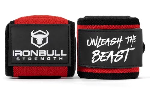Powerlifting Wrist Wraps for Weightlifting & Bench Press - IPF Approved Heavy Duty Wrist Straps for Powerlifting, Bodybuilding & Strength Training - Competition Grade Support - color: Red