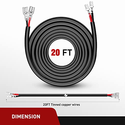 Nilight 2PCS 16 AWG 20 Feet Wiring Harness Extension Kit for LED Light bar Work Light LED Pods Off Road Lights Driving Fog Light Boat Lighting, 2 Years Warranty - size: 16AWG -20FT 2Pcs