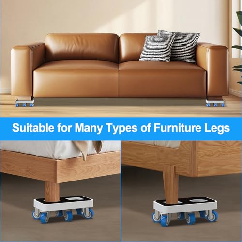Kiss Core Furniture Dolly with Dual Groove Design: Furniture Sliders with 6 Wheels - for Various Types of Furniture Legs - for Moving Heavy Duty Sofa Bed - Load Capacity Up to 950lb - size: 1.5in wheels with dual groove + 1 pry bar