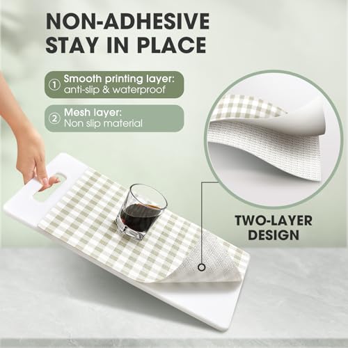 Drawer and Shelf Liner, Non-Slip Kitchen Cabinet Liners Non-Adhesive Thick Strong Grip Waterproof Washable Mats Protect Dresser Shelves Cupboard Bathroom Cabinets, Yellow Plaid, 12 in X 10 FT - color: Yellow Plaid, size: 11.8"W x 118"L