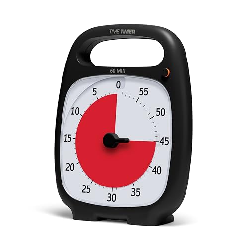 TIME TIMER Plus 60 Minute Desk Visual Timer - Countdown Timer with Portable Handle for Classroom, Office, Homeschooling, Study Tool with Silent Operation (Charcoal) - size: 5-1/2 x 7 in, style: 60 Minute (Gray)